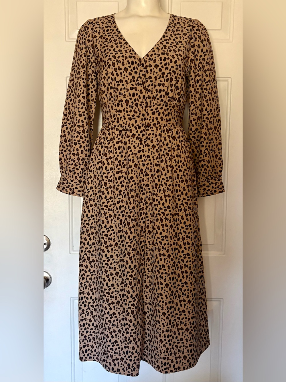 J. Crew Polyester Midi A Line Dress Animal Print Women’s 6